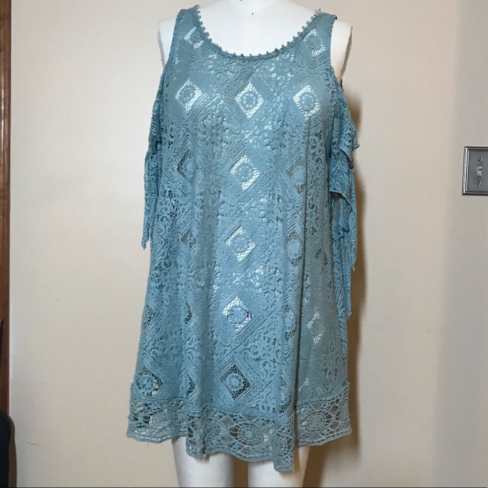 Free People Blue Lace/Crochet top
